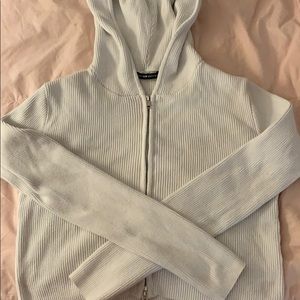 white cropped zip up-brandy melville